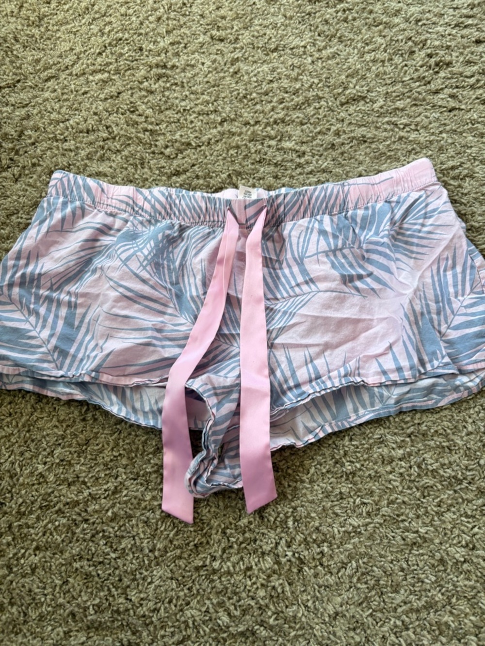 Victoria's Secret Pink and Blue Palm-Print Sleep Shorts